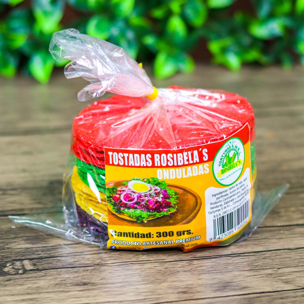 Tostadas onduladas de colores. 300g